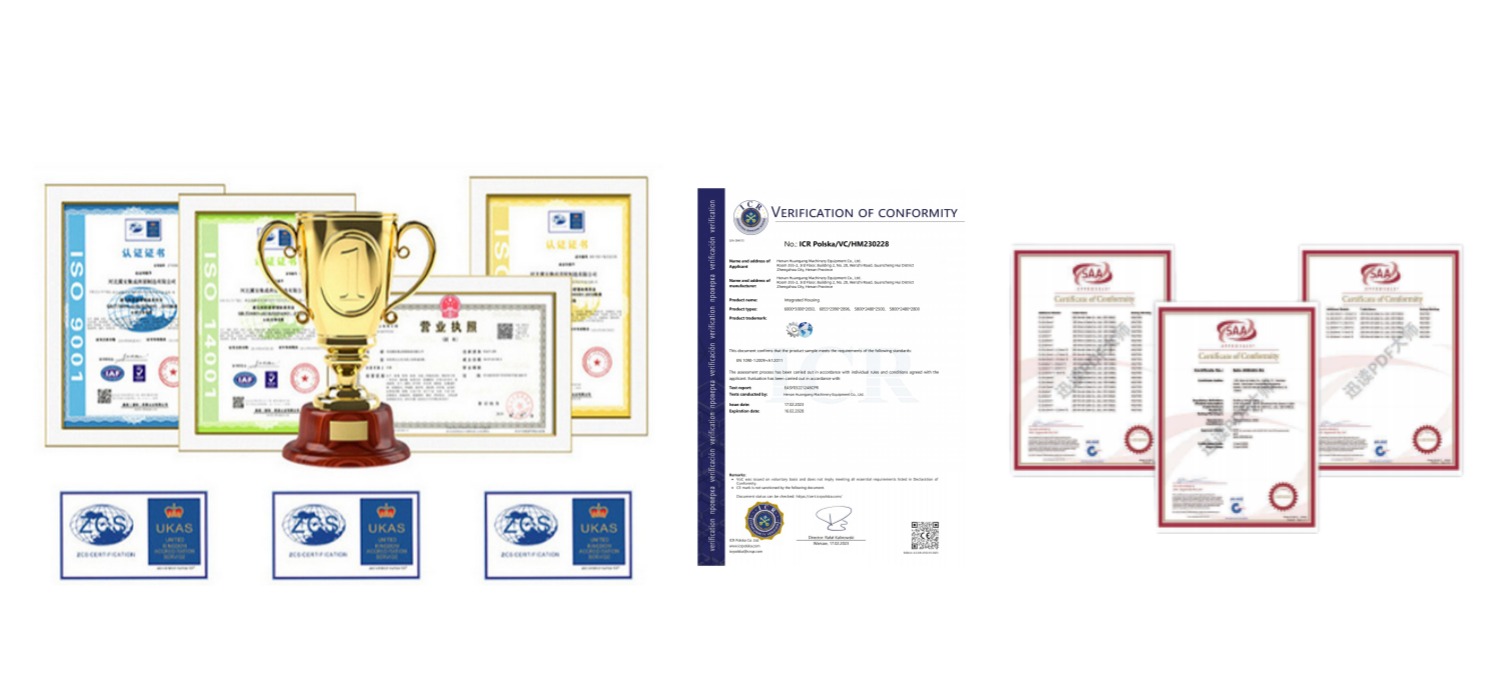 ISO 9001, CE and business certificates