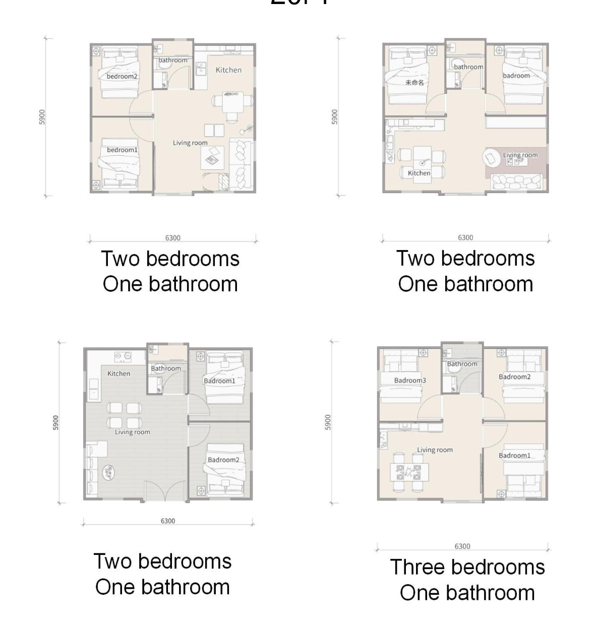 20FT floor plan variants 2