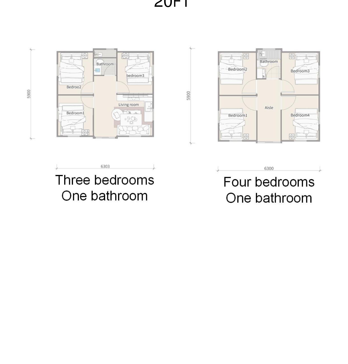 20FT floor plan variants 3
