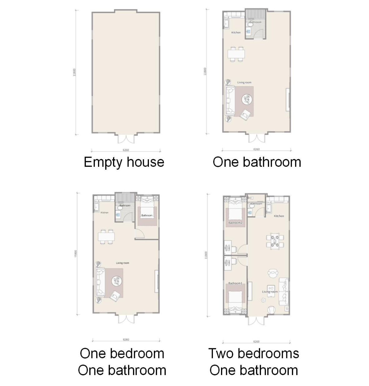 40FT floor plan variants 1