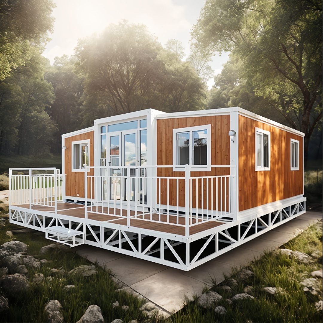 20FT Wood-Grain Folding Container House with Deck