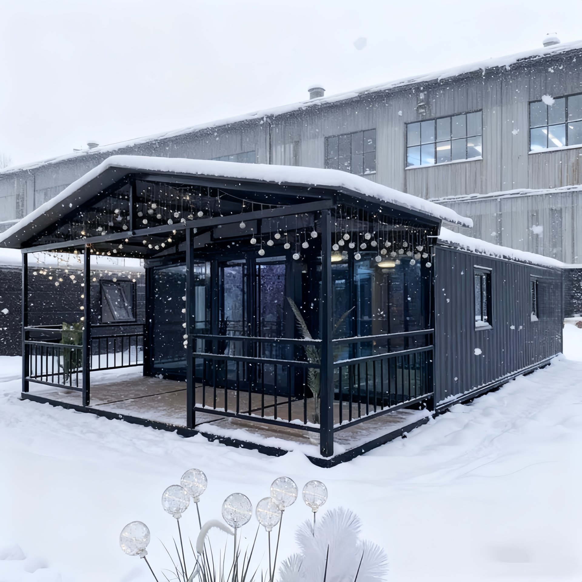 20FT Black Glass-Wall Winter Folding Container House