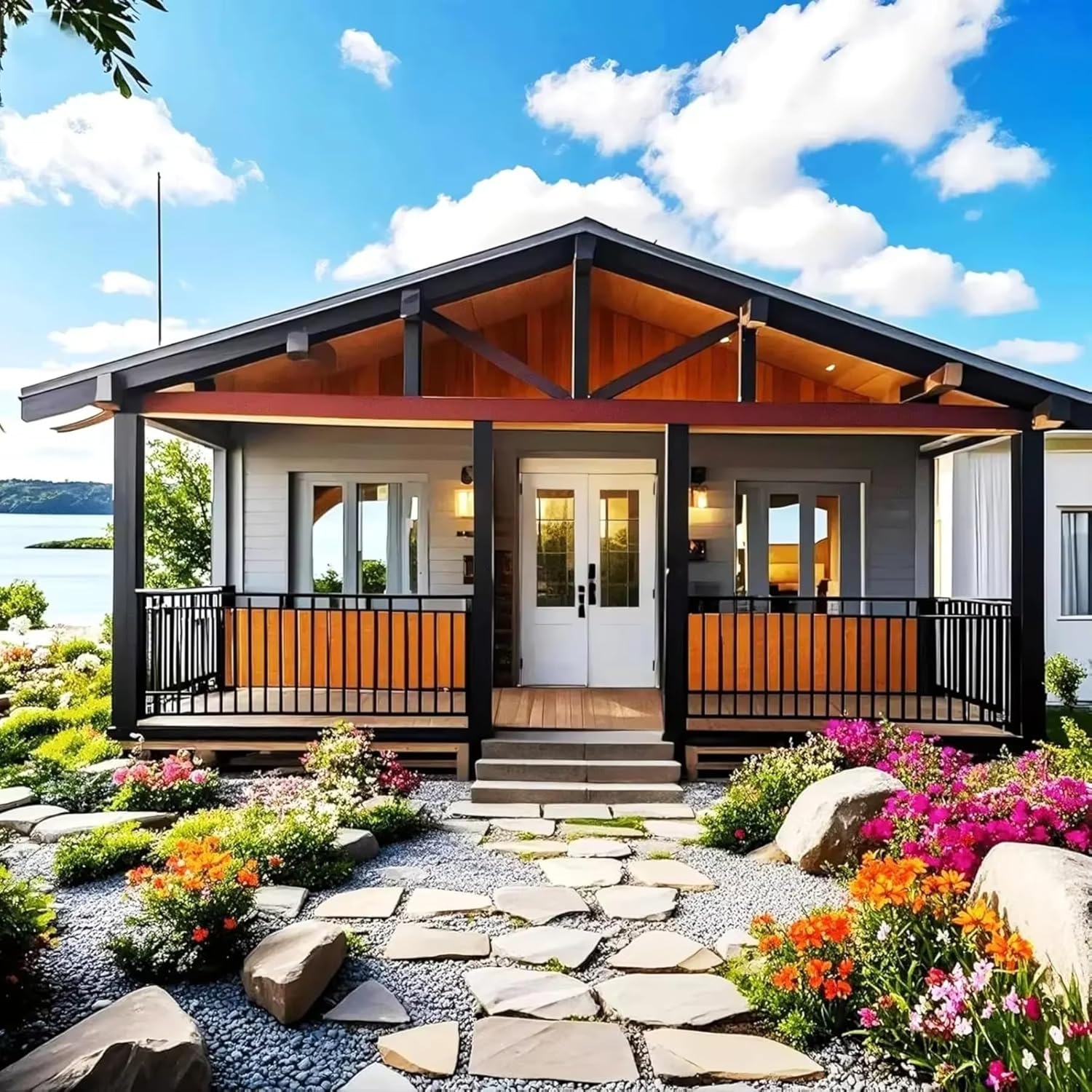 20FT Red Off-Grid Solar Folding Container House