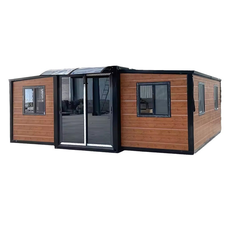 20FT Grey Folding Container House with Wooden Porch