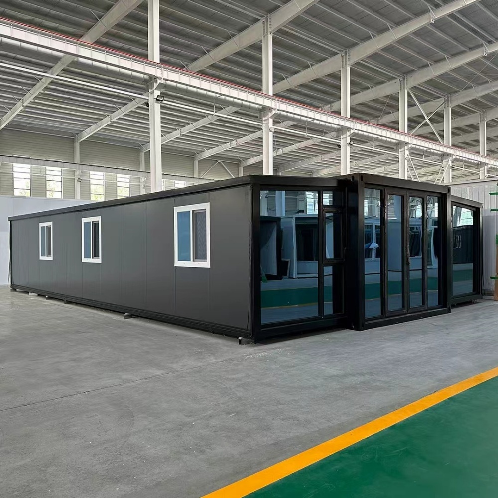 40FT Dark Grey Glass-Front Folding Container House