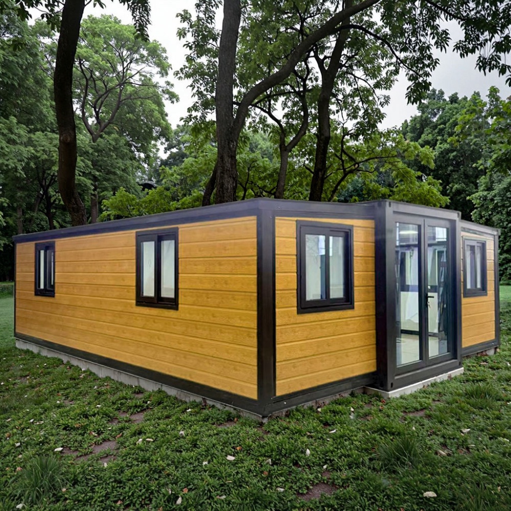 20FT Amber Wood-Grain Folding Container Cabin for Forest Sites