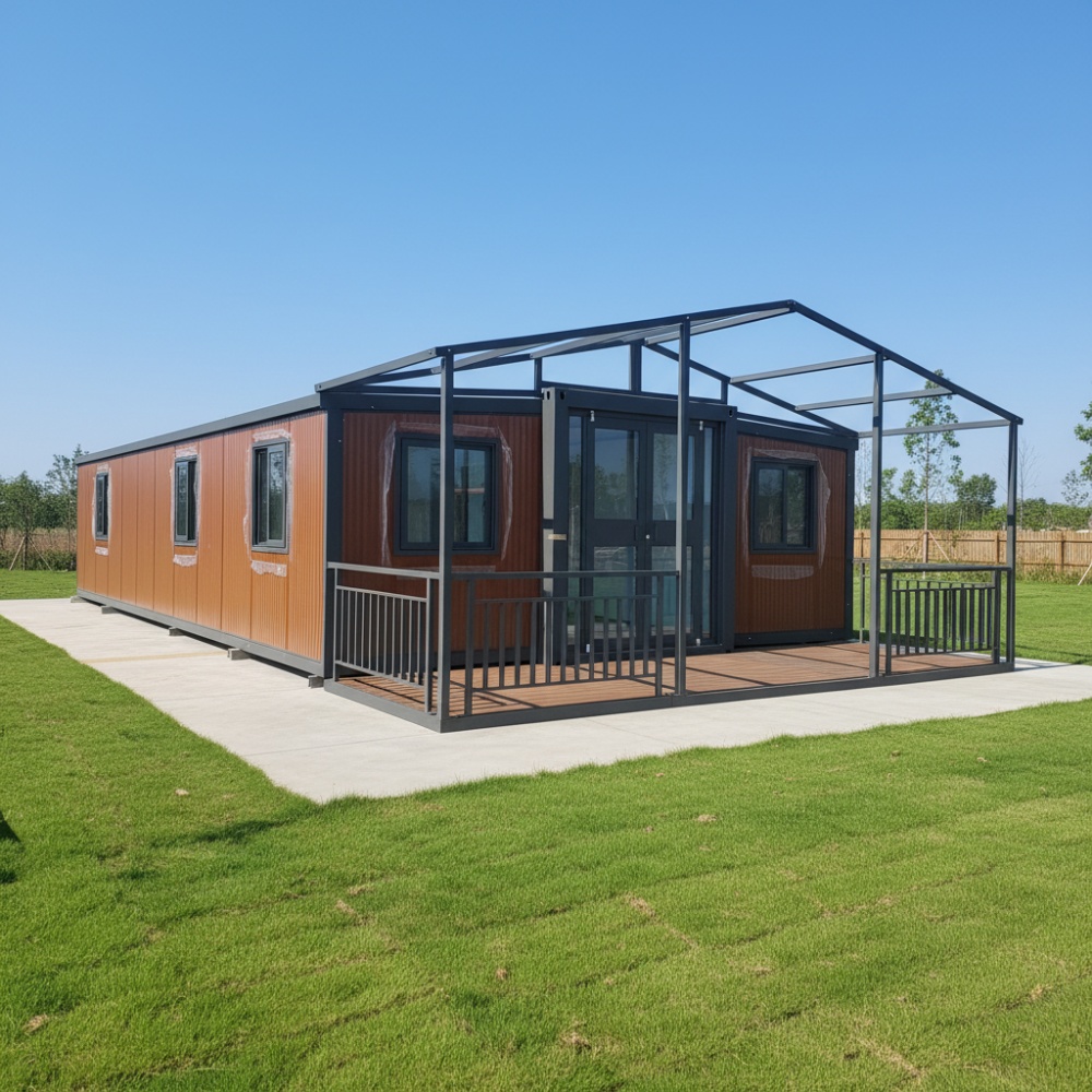 40FT Terracotta Folding Container House with Pergola Porch