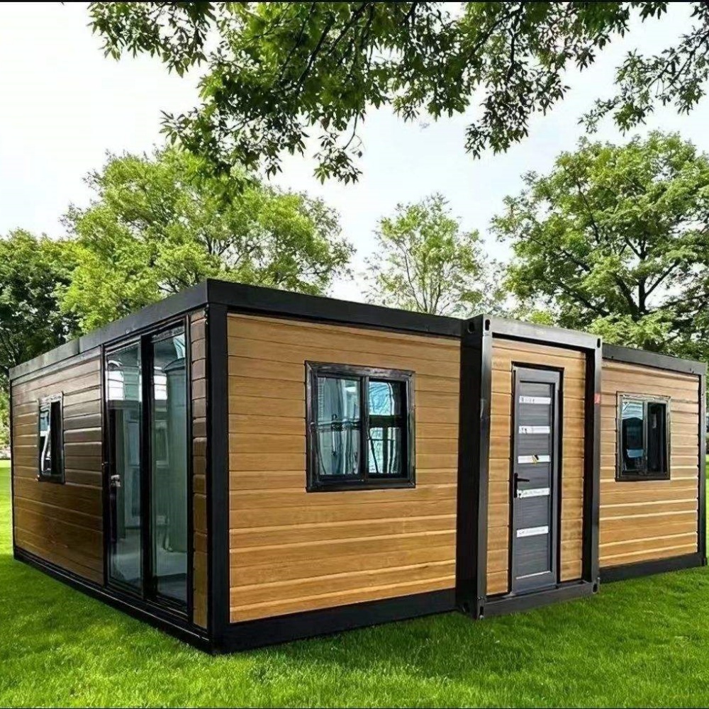 40FT Charcoal Folding Container House with Glass Entry