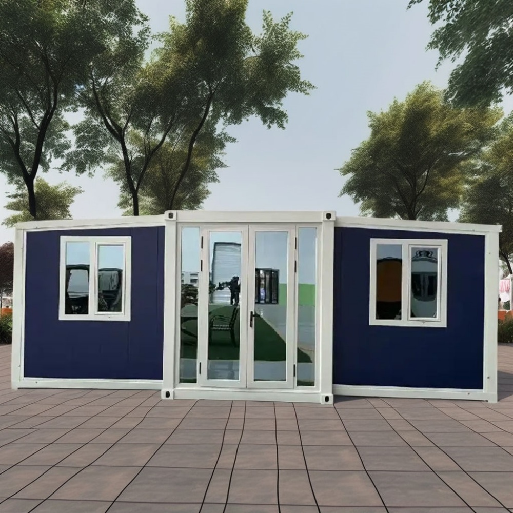 20FT Navy-Blue Folding Container House with White Frames