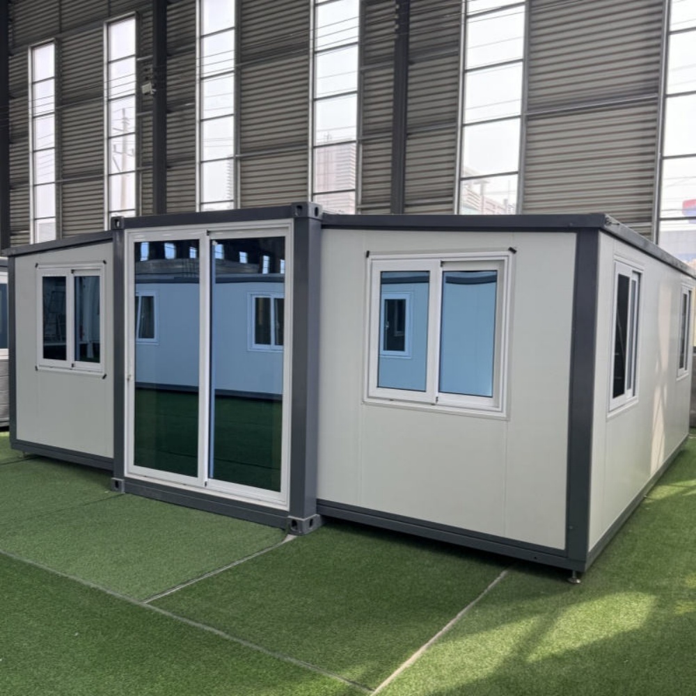 20FT White Folding Container House with Sliding Glass Door